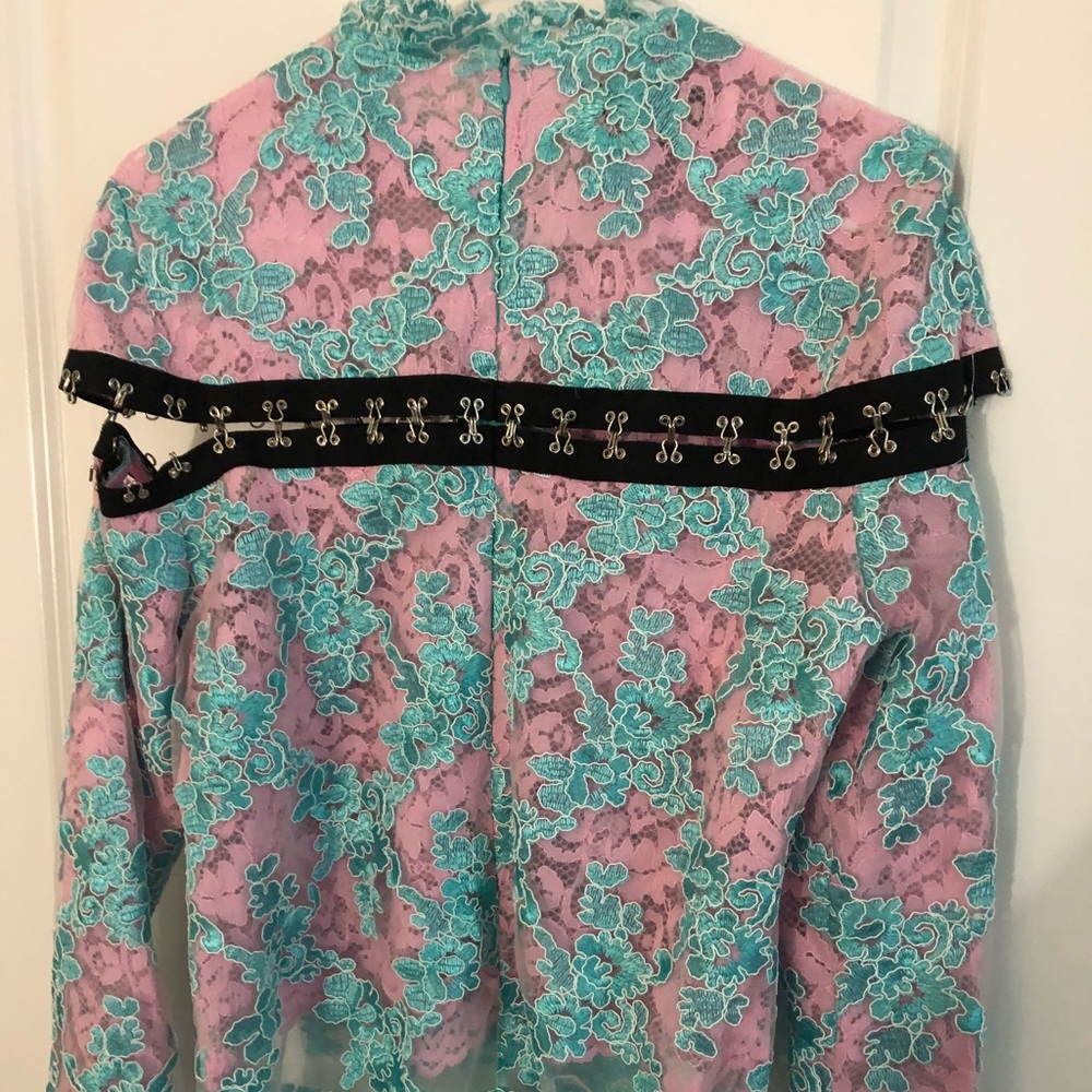 Marques Almeida floral lace hook and eye shirt